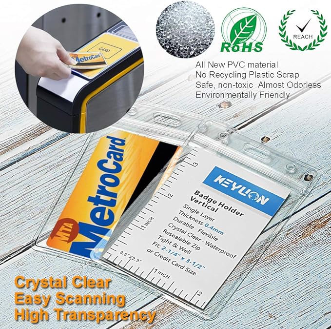 100 Pack ID Card Name Badge Holder, Heavy Duty Clear Transparent Plastic PVC - Image 5