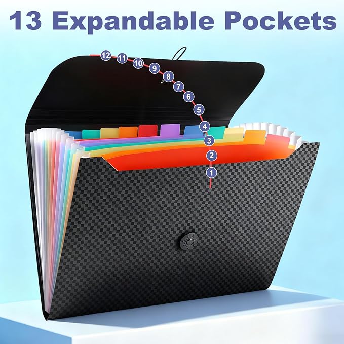 13 Pocket Expanding File Organizer, Accordion Document Folder - Image 5