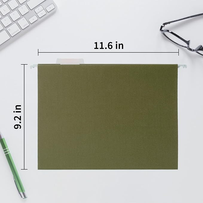 VZCPYTPM 25 Packs Hanging File Folders, Standard Green File Folders - Image 5