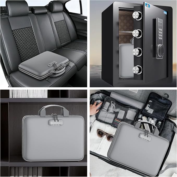 Fireproof File Organizer with Lock, Hard Case Fireproof Document Box with 13 - Image 6