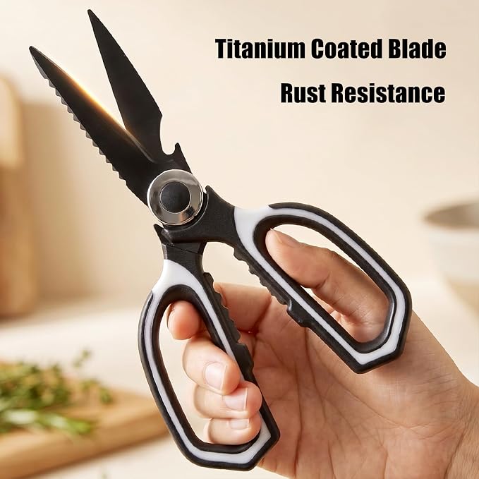 OMDAR 3-Pack Titanium Coated Kitchen Scissors – Rust-Resistant, Includes - Image 2