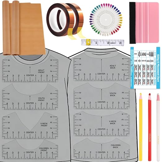 19Pcs Sublimation Accessories, Tshirt Ruler Guide Vinyl Alignment Tool by Belalasuyu