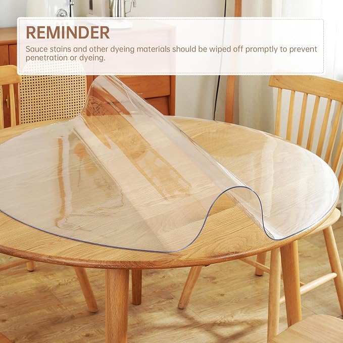 Warmstar Clear Table Protector, 2mm Thick, 38 Inch Round, Plastic Table Cover - Image 4