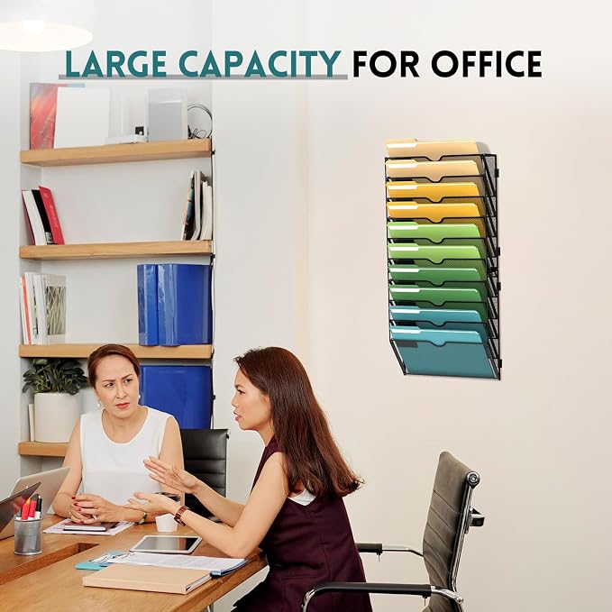 SUPEASY 10 Tier Wall File Organizer, Hanging Wall Mounted Mail Organizer - Image 6