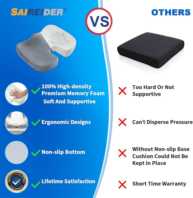SAIREIDER Seat Cushions for Office Chairs, Memory Foam Coccyx Cushion Pads for - Image 4