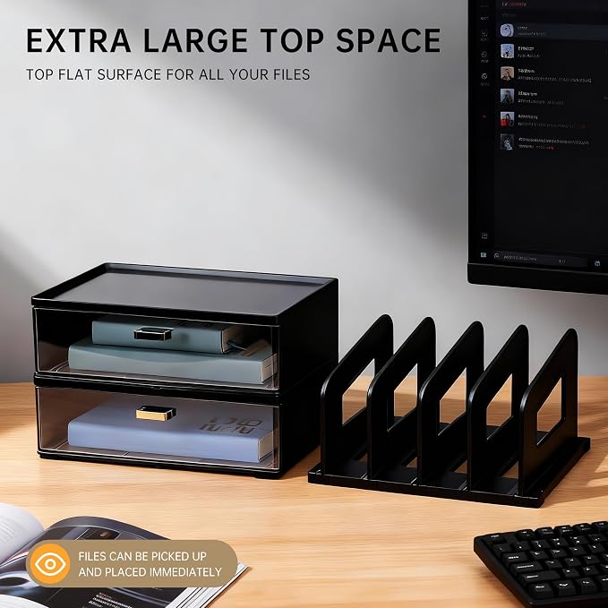 CiWiVOKi Desk Organizer with 4 File Slots and 2 Drawers, documents and office - Image 6
