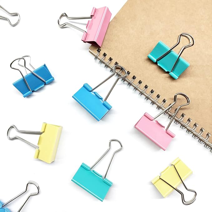 Ykimok Large Binder Clips, 1.6 inch, 24 Pack, Colored Binder Clips, Paper - Image 6