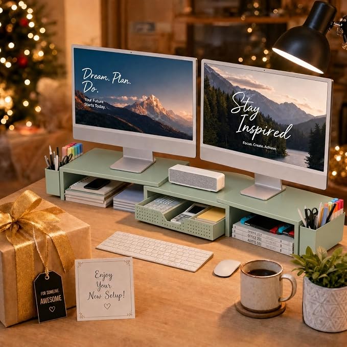 OPNICE Desk Organizers and Accessories, Dual Monitor Stand Riser - Image 9