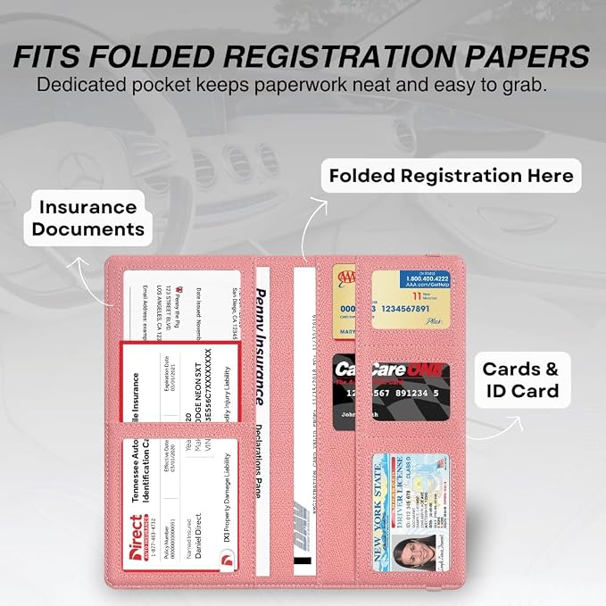 LINTRU 6-Pocket Car Registration & Insurance Card Holder - Image 2