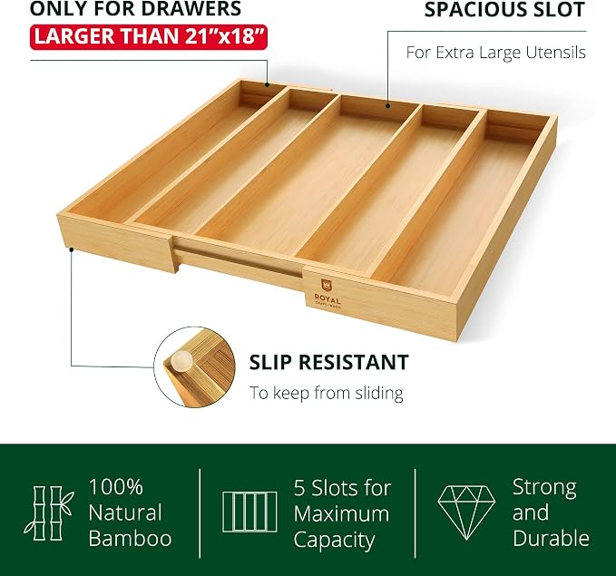 Luxury Bamboo Kitchen Drawer Organizer - Image 5