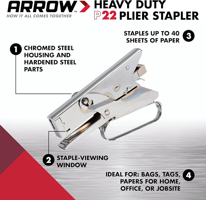 Arrow Fastener P22 Heavy Duty Handheld Plier Stapler - Image 2