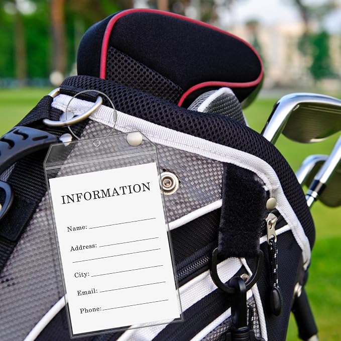 Fowecelt 4 Pack Extra Large Golf Luggage Tag 9" x 6" Travel Luggage Bag Plastic - Image 4