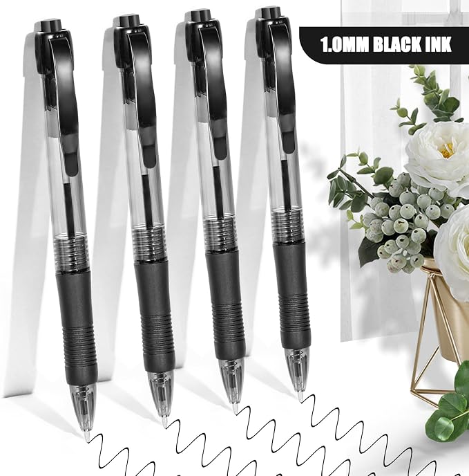 deegtran Pens Bulk, 50 Pack No Bleed Black Ink Click Pens - Image 3