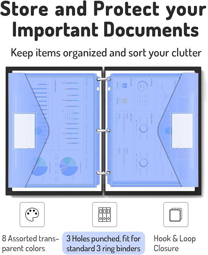Forvencer Binder Pocket, 24 Pack Super Heavyweight Poly Binder Pocket - Image 2