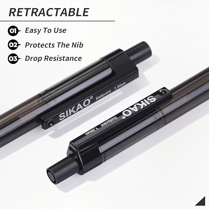 Black Pens Bulk, 60 Pack Retractable Ballpoint Pens Black Ink | Smooth Writing - Image 4