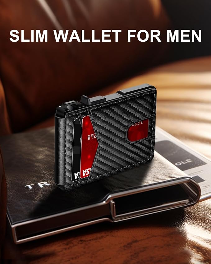 ZALVEX Wallet for Men, Mens Minimalist Wallet 9-13 Cards, Slim Compact Wallet - Image 2
