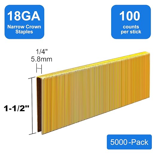 18 Gauge 1/4" Narrow Crown Staples 1-1/2" Leg Galvanized 5000 Pack - Image 3