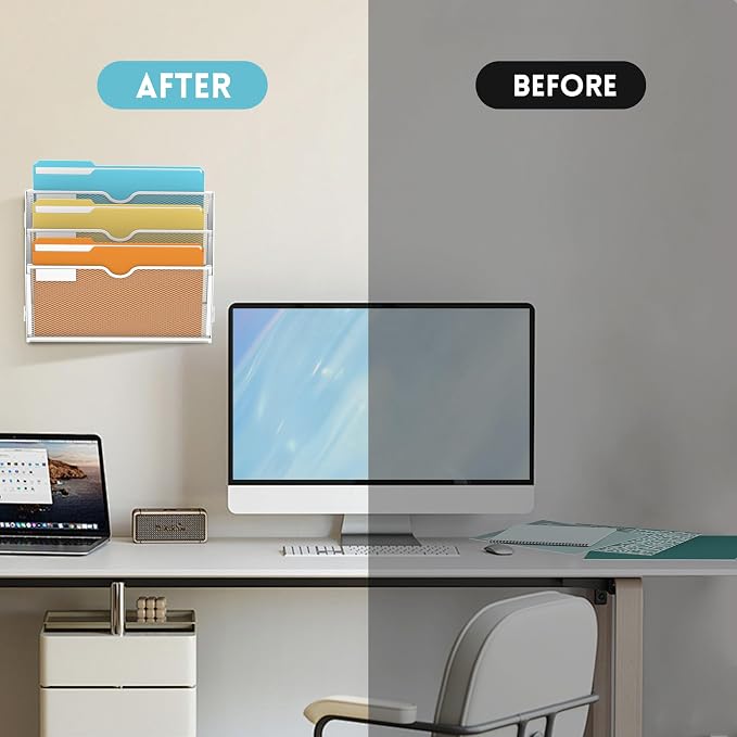 SUPEASY 3-Tier Wall File Organizer, Hanging Wall Mounted Mail Organizer - Image 5