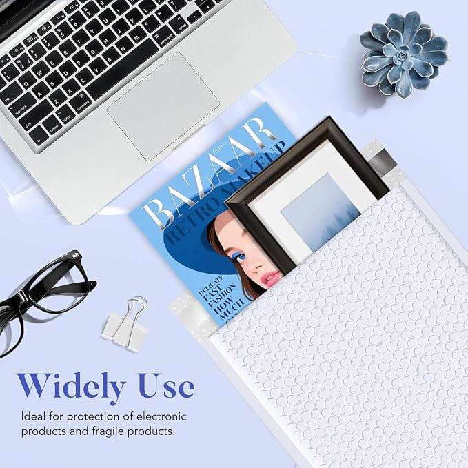 Fuxury Bubble Mailers 9.5x14.5" 250 Pack White Large Padded Envelopes Usable - Image 7