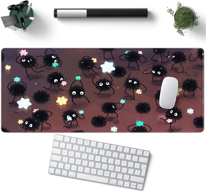 Desk Pad Anime Black Pom Poms Gaming Mouse Pad Large Star Designs Desk Office - Image 5