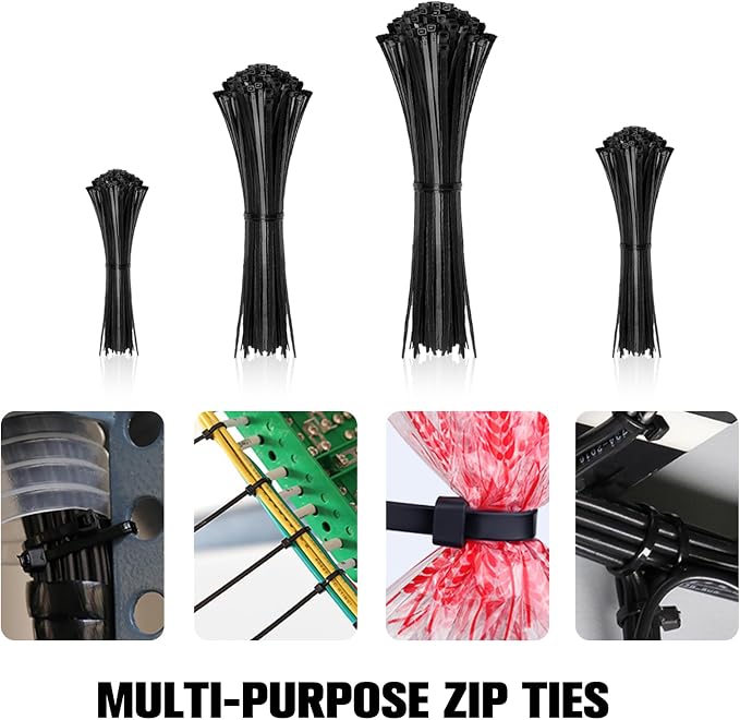 Zip Ties Assorted Sizes, 2000 Pack, Plastic Wire Ties - Image 5
