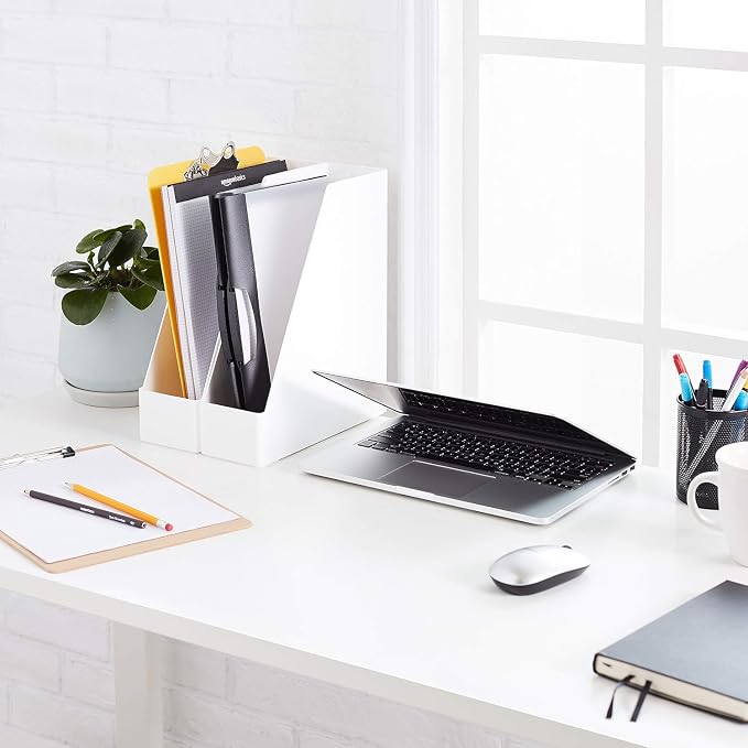 Amazon Basics Rectangular Plastic Desk Organizer, Magazine Rack - Image 2