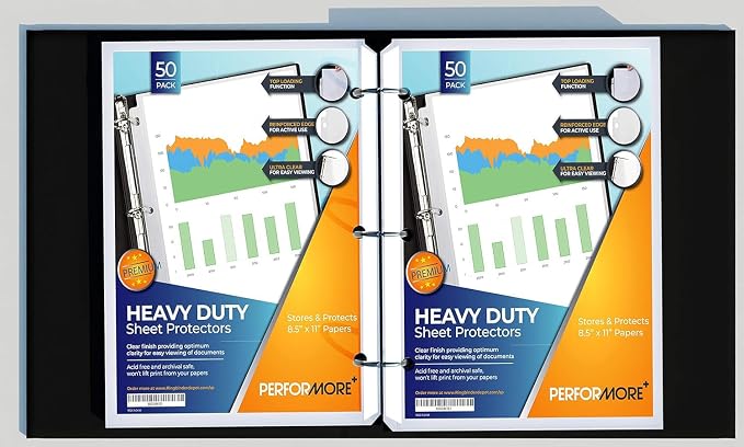 Performore 50-Pack Clear Sheet Protectors | 8.5 x 11 Inch Heavy Duty Plastic - Image 5