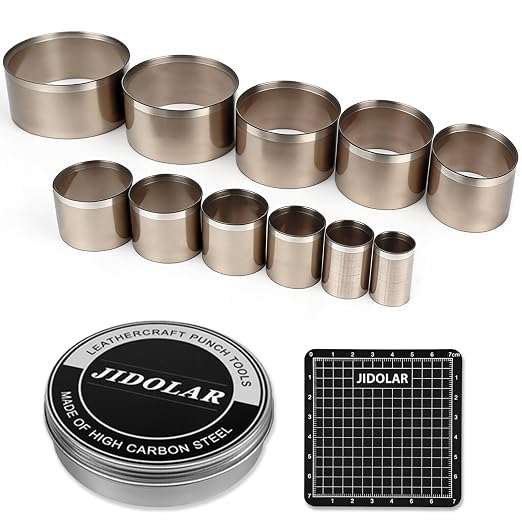 Leather Circle Cutter Tool Set, 11 Pieces Circle Punch Tools 10 12 15 20 25 30 by Unknown