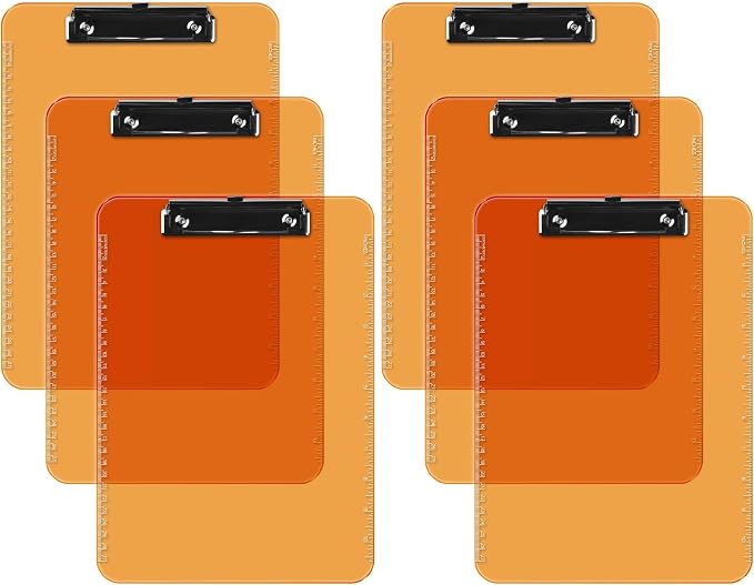 Pack of 6 Plastic Clipboards by DAVISGROUP