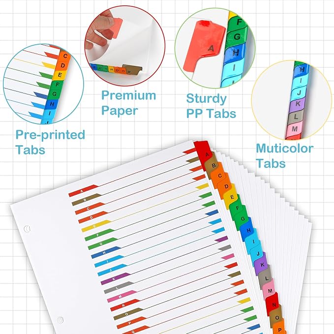 Alphabet Binder Dividers for 3 Ring Binder, COIDEA A-Z Dividers for 3 Ring - Image 3