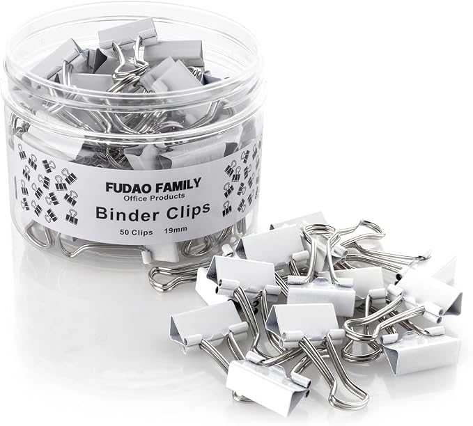 Small White Mini Binder Clips, 3/4 Inch, 50 Pack by FUDAOFAMILY