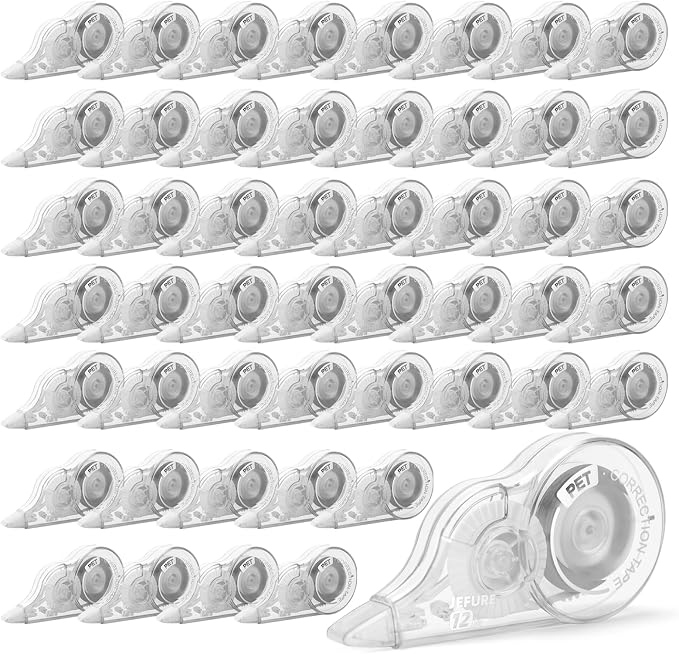 50 Pcs Correction Tape, 39.4 Ft White Wrong Out Tear-Resistant Bulk, Instant by JEFURE