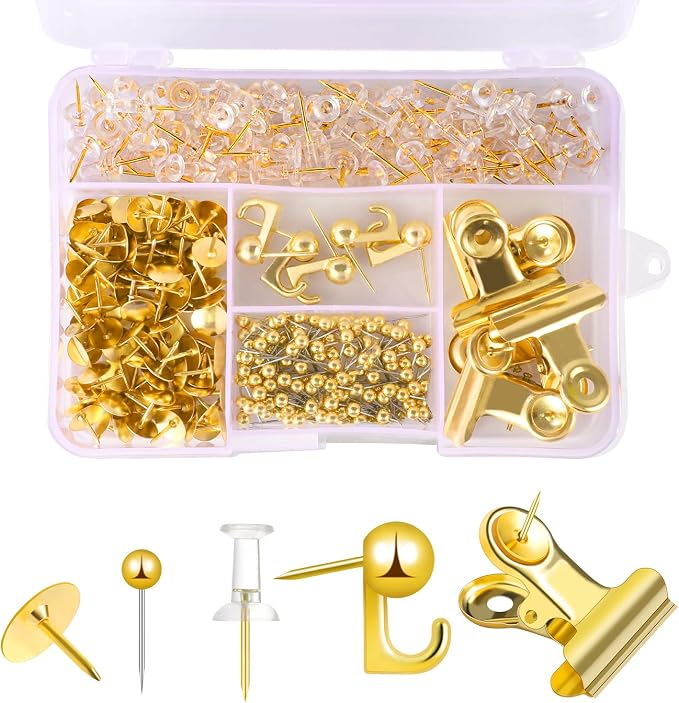 310 Pcs Gold Push Pins Set Thumb Tacks Decorative Push Pins by BESARME