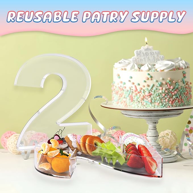 11" Acrylic Number Charcuterie Board Box, Reusable Fillable Number Cake Candy - Image 5