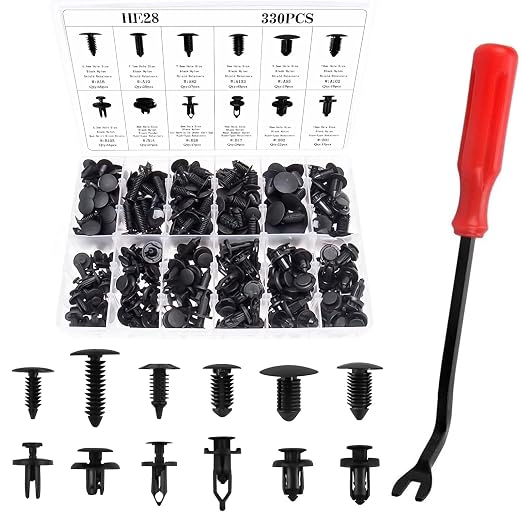 330Pcs 12Sizes Car Plastic Rivets Fasteners Push Type Pin Rivets Clips Trim Kit by ANTSPART
