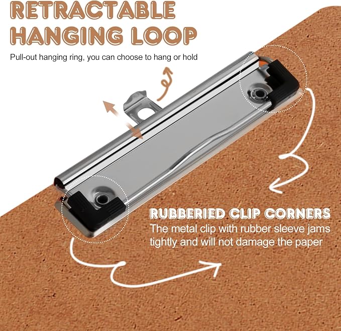 Clipboards, PANDRI 12 Pack Hardboard Office Clipboards, Low Profile Clip - Image 3