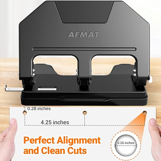 AFMAT 3 Hole Punch Heavy Duty, 9/32" Hole Diameter, 40-Sheet 3 Hole Puncher - Image 6