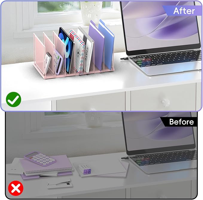 File Organizer for Desk, 7-Section Vertical File Sorter, Paper Holder Organizer - Image 7