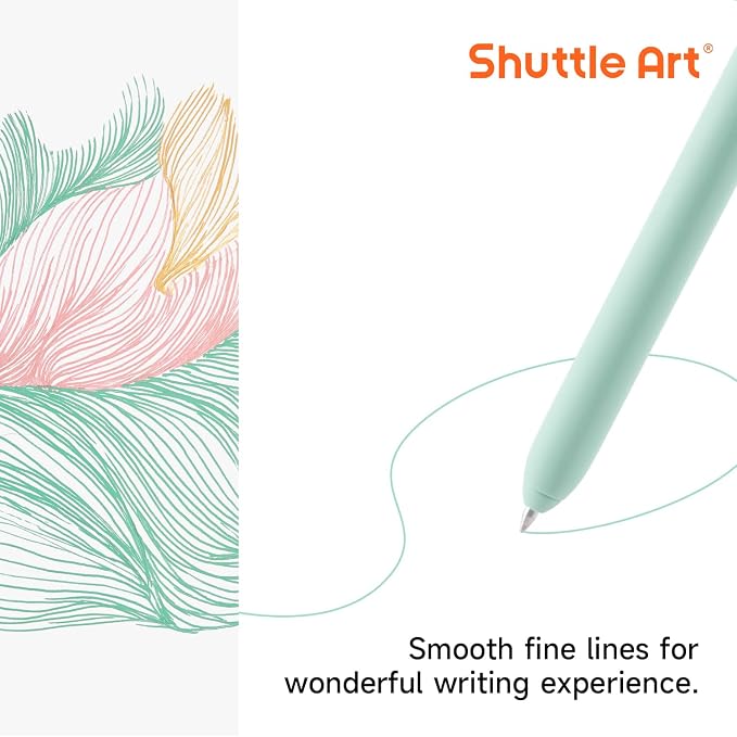 Shuttle Art Colored Retractable Gel Pens, 22 Ink Colors, 6 Mild 6 Pastel 5 - Image 4