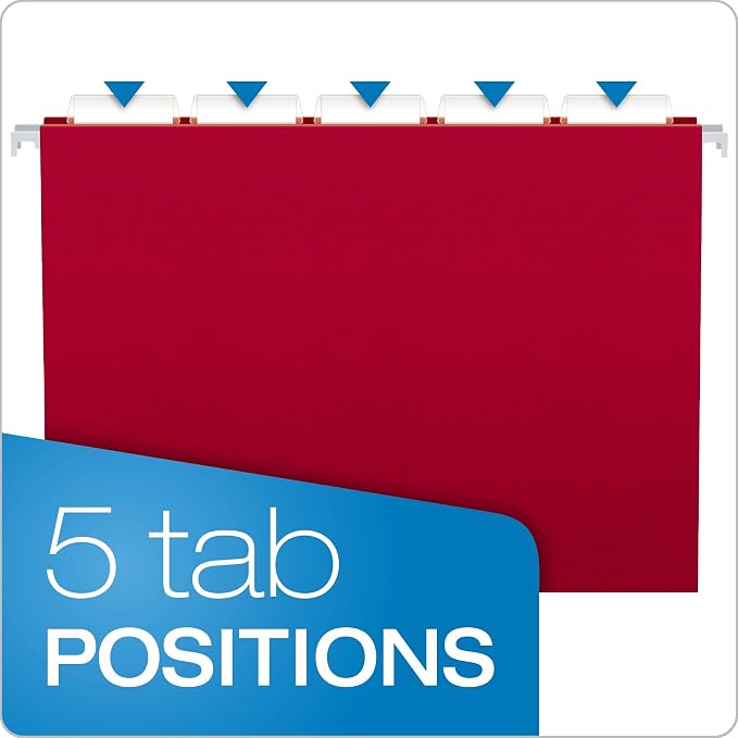 Pendaflex Hanging File Folders, Letter Size, 1/5-Cut Adjustable Tabs, 25 Per Box - Image 4
