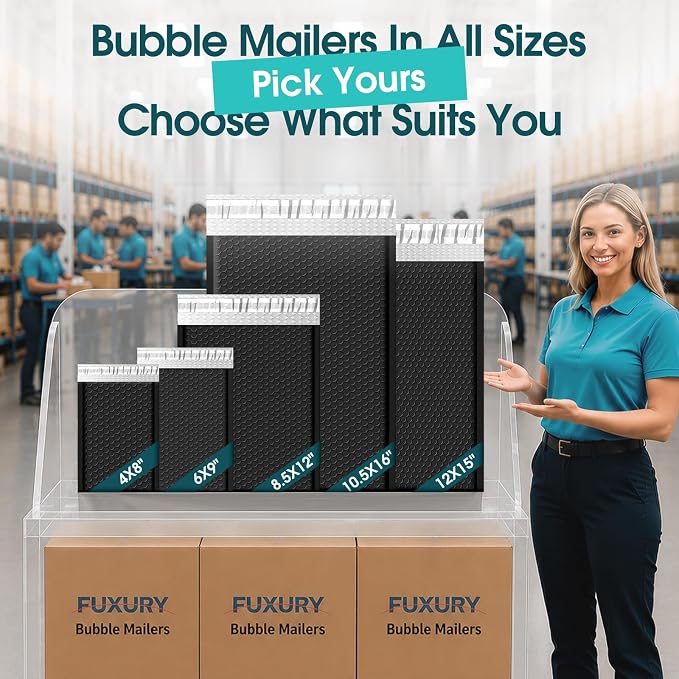 Fuxury Bubble Mailers 6x10“ 3000 Pack Black Padded Envelopes Usable Size 6x9" - Image 9