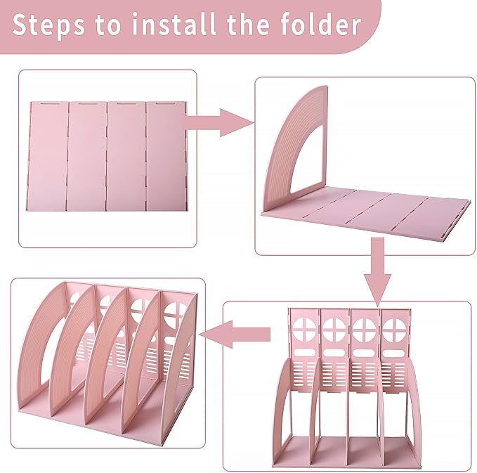 SAYEEC Sturdy Magazine Holder 4 Compartments Plastic Desktop File Organizer - Image 6