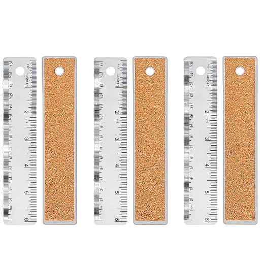3 Pcs 6 Inch Metal Ruler Stainless Steel Metal Ruler by HZMM