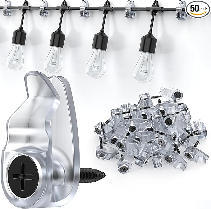 Hooks for Outdoor String Lights Clips, Christmas Light Clips Weatherproof by Lewufe