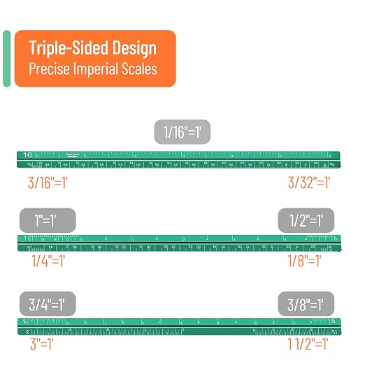 Mr. Pen- Small Architectural Scale Ruler, 6 Inch, 2 Pack | Green and Orange - Image 4