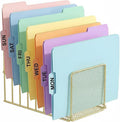 Gold Desk Organizer 7 Slot Inclined Vertical File Folder Holder Sorter by SIMMERSTONE