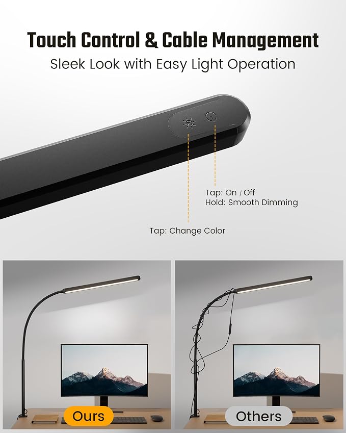 SUPERDANNY Eye-Caring LED Desk Lamp 360° Flexible Gooseneck Work Lamp - Image 4