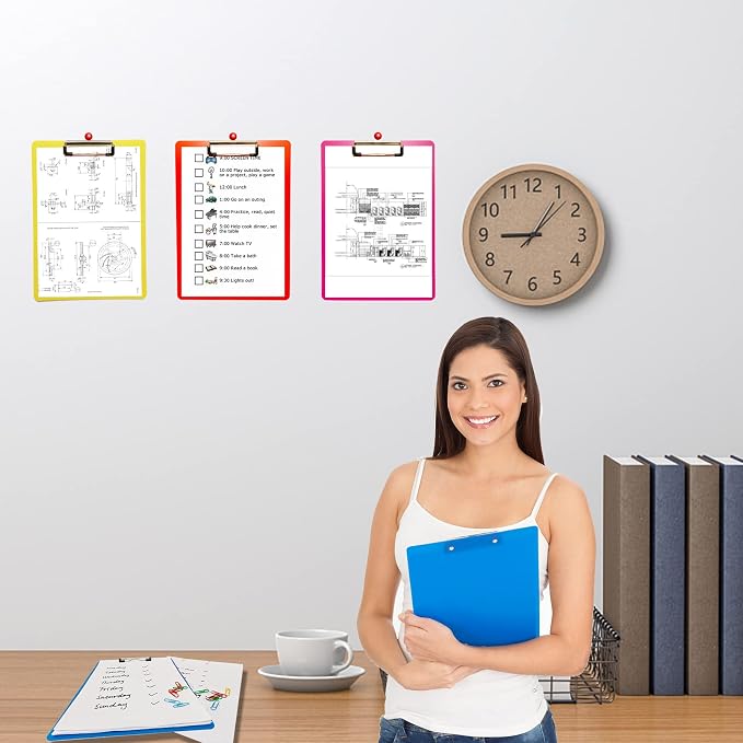 smilixin 12 Pack Plastic Clipboards, Office Clipboards Standard A4 Letter Size - Image 6