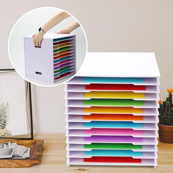 12 Tier 12" x 12" Scrapbook Paper Organizer, Document Holder Desktop Scrapbook - Image 4