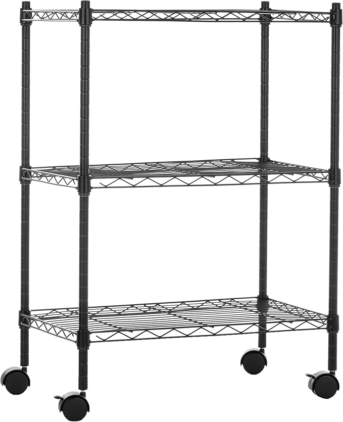 Amazon Basics 3-Shelf Adjustable Heavy Duty Storage Shelving Unit on 2" Wheels by AmazonBasics